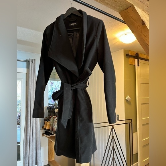 Eclipse, black  tie up trench coat pea coat size M - Picture 5 of 15